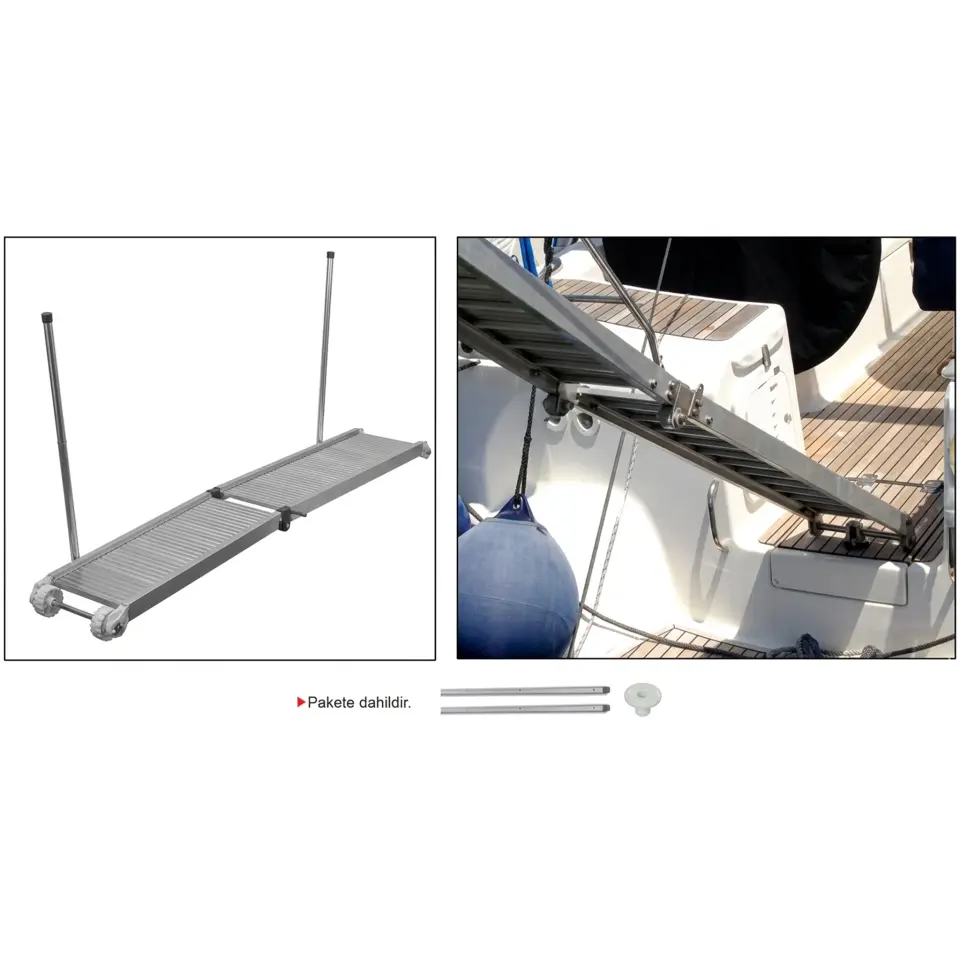 Sealux Tip 2-2K Pasarella Alüminyum Basamaklı - 250x35 cm - 14,50 kg (Geniş Katlanır Seri) - Montaj Ayağı ve Tutamak Dahil