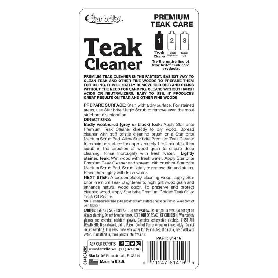 Starbrite® - Premium Tik Temizleyici - 1. Adım (473 ml): Zımparaya Son, Grileşmiş Ahşaplarını