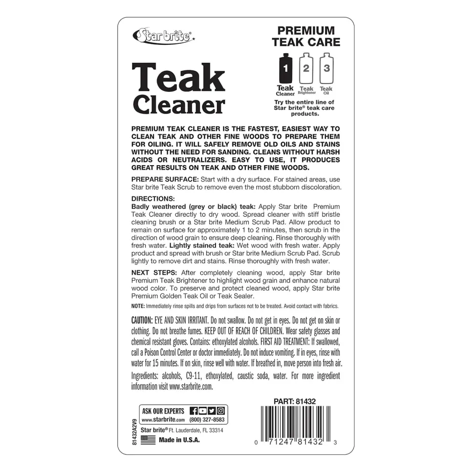 Starbrite® - Premium Tik Temizleyici - 1. Adım (950 ml): Zımparaya Son, Grileşmiş Ahşaplarını