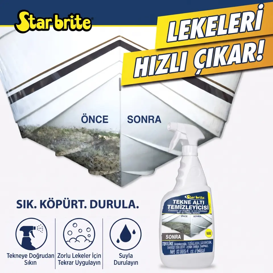 Starbrite® - Tekne Altı Temizleyici (950 ml): Kekamoz, Midye ve İnatçı Su Çizgisi Lekelerine Karşı En Güçlü Silahınız!