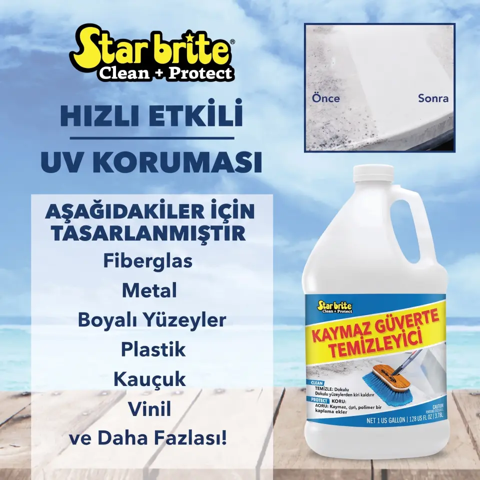 Starbrite® - Kaymaz Güverte Temizleyici (3.79 Lt): Tekstüre Yüzeylerde Ovmaya Son, Polimer Kalkanı ile Uzun Süreli Temizlik!
