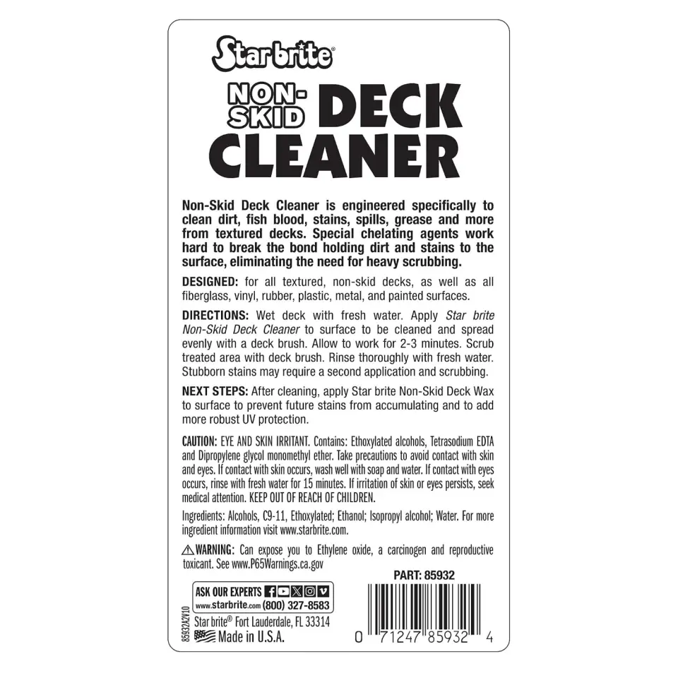 Starbrite® - Kaymaz Güverte Temizleyici (950 ml): Tekstüre Yüzeylerde Ovmaya Son, Polimer Kalkanı ile Uzun Süreli Temizlik!