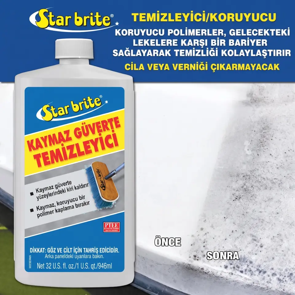 Starbrite® - Kaymaz Güverte Temizleyici (950 ml): Tekstüre Yüzeylerde Ovmaya Son, Polimer Kalkanı ile Uzun Süreli Temizlik!