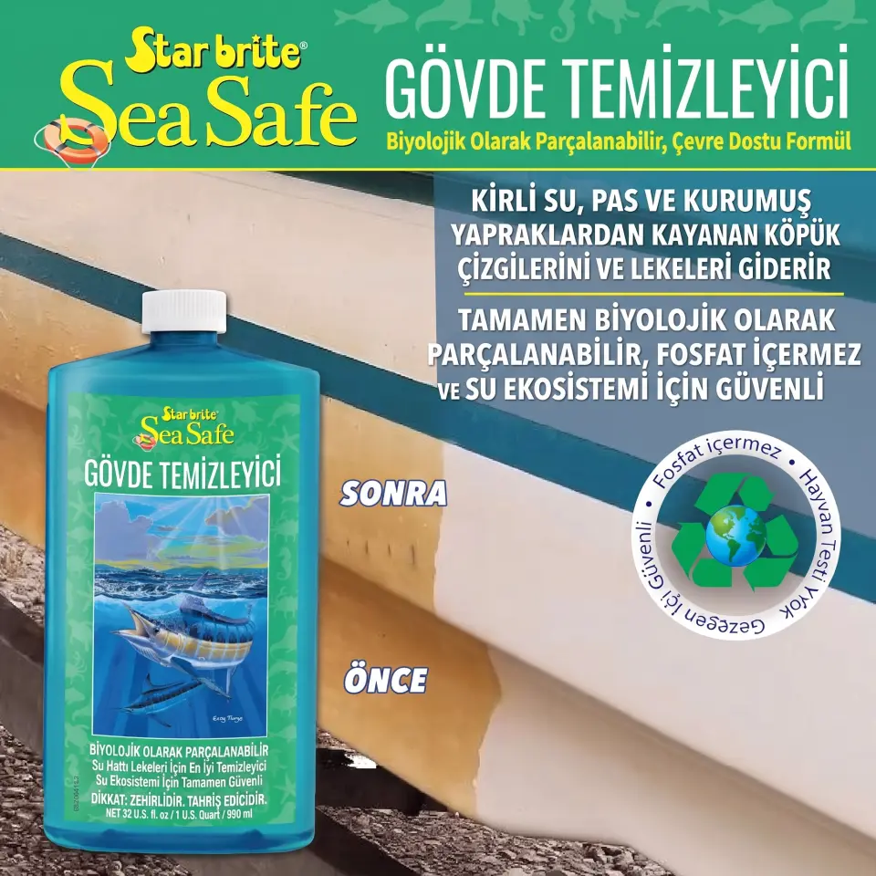 Starbrite® - Gövde Temizleyici Sea Safe Deniz Dostu (950 ml): Asitsiz Güç, Anında Çözücü Etki ve Çevre Dostu Temizlik!