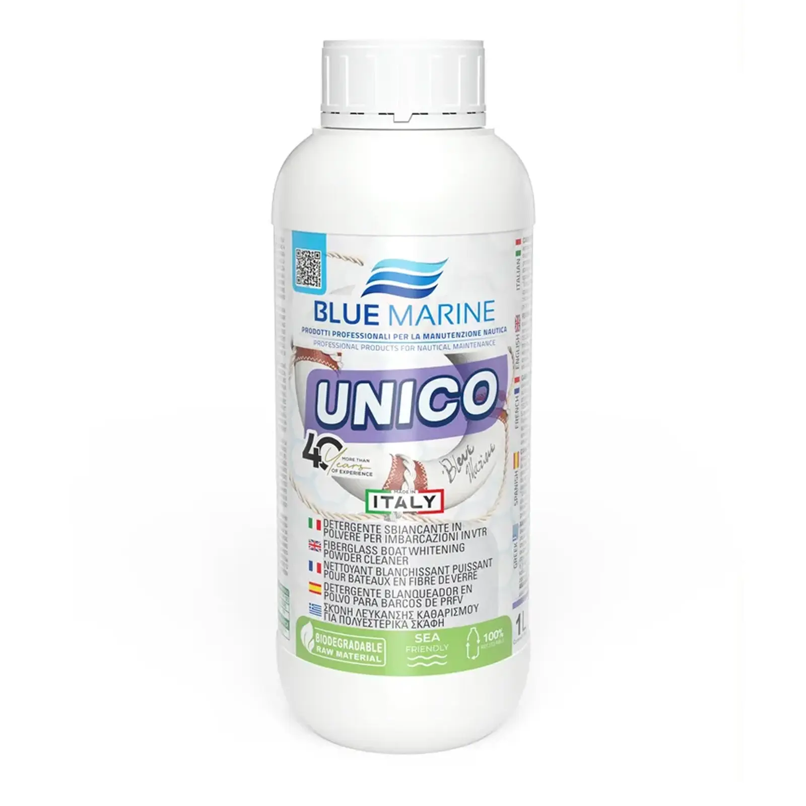 Blue Marine - Unico Toz Temizleyici Ağır Hizmet Tipi (1 Lt): Fiberglas Teknelerde Derinlemesine Beyazlık, Çizmeyen Güç ve Kusursuz Parlaklık!