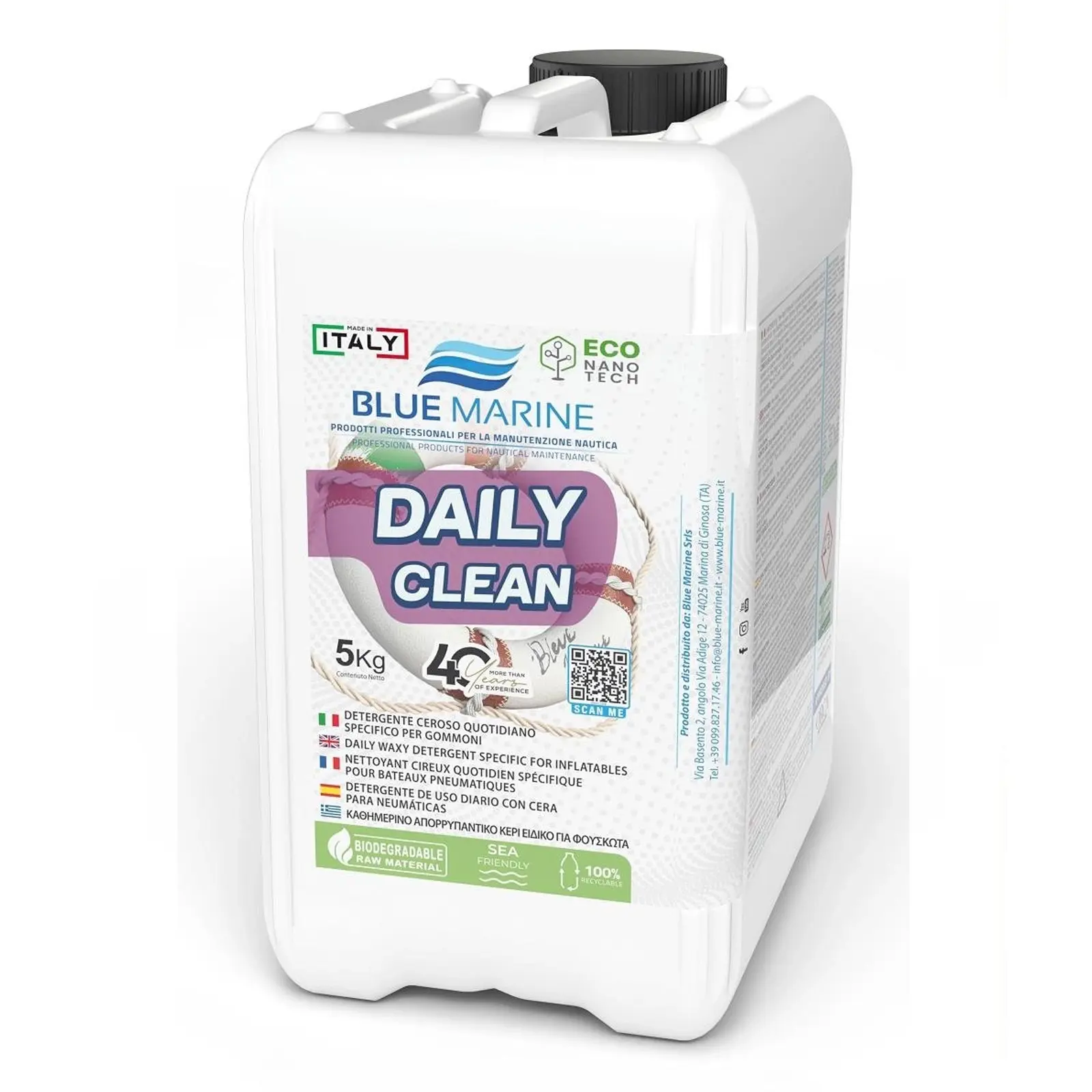 Blue Marine - Daily Clean Şişme Bot Deterjanı (5 Kg): Yıkayan, Parlatan ve Koruyan Değerli Mum Katkılı Günlük Bakım!