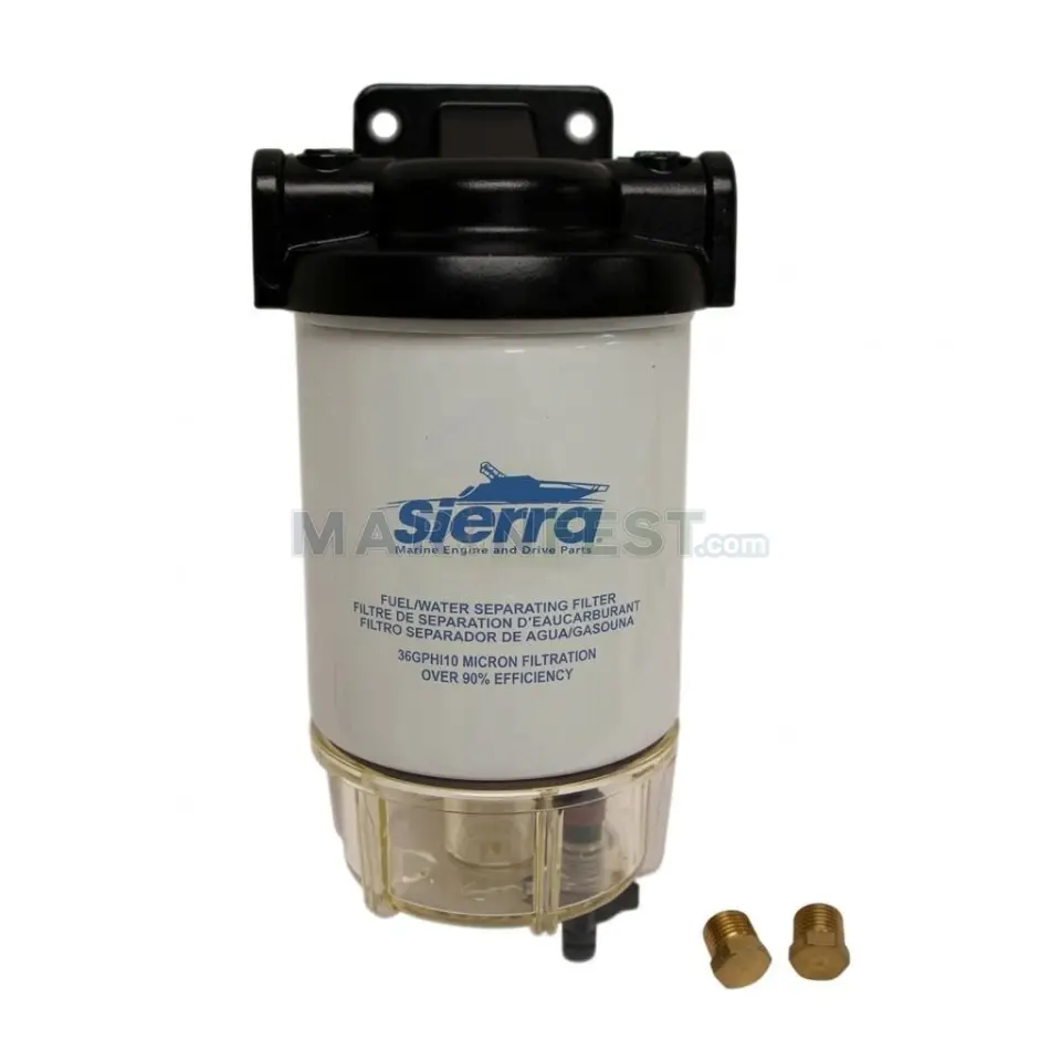 Sierra 18-7932 Komple Şeffaf Taslı Su Ayırıcı Yakıt Filtre Kiti: Racor Tipi Evrensel Set (Braket + 10 Mikron Filtre + Tas)
