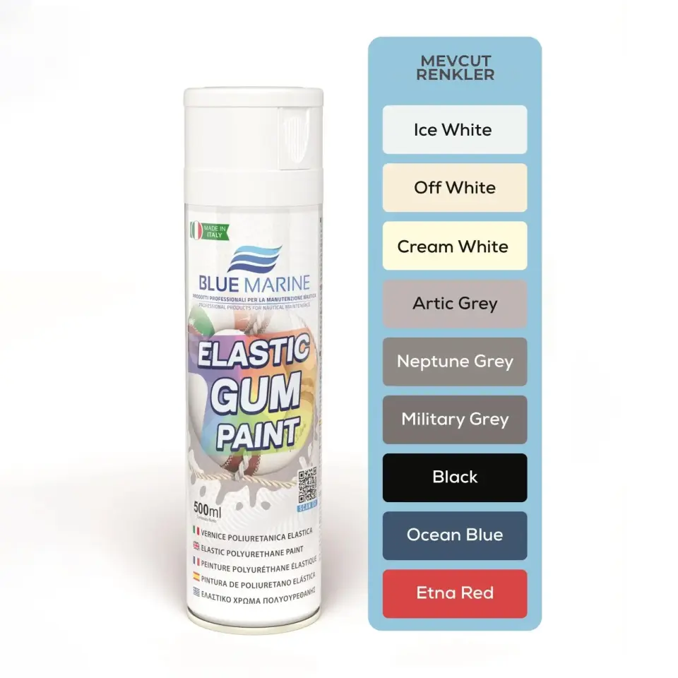 Blue Marine - PU Elastik Şişme Bot ve Yüzey Boyası Buz Beyazı (500 ml): Esnek, Su Bazlı ve Uzun Ömürlü Renklendirme Çözümü!