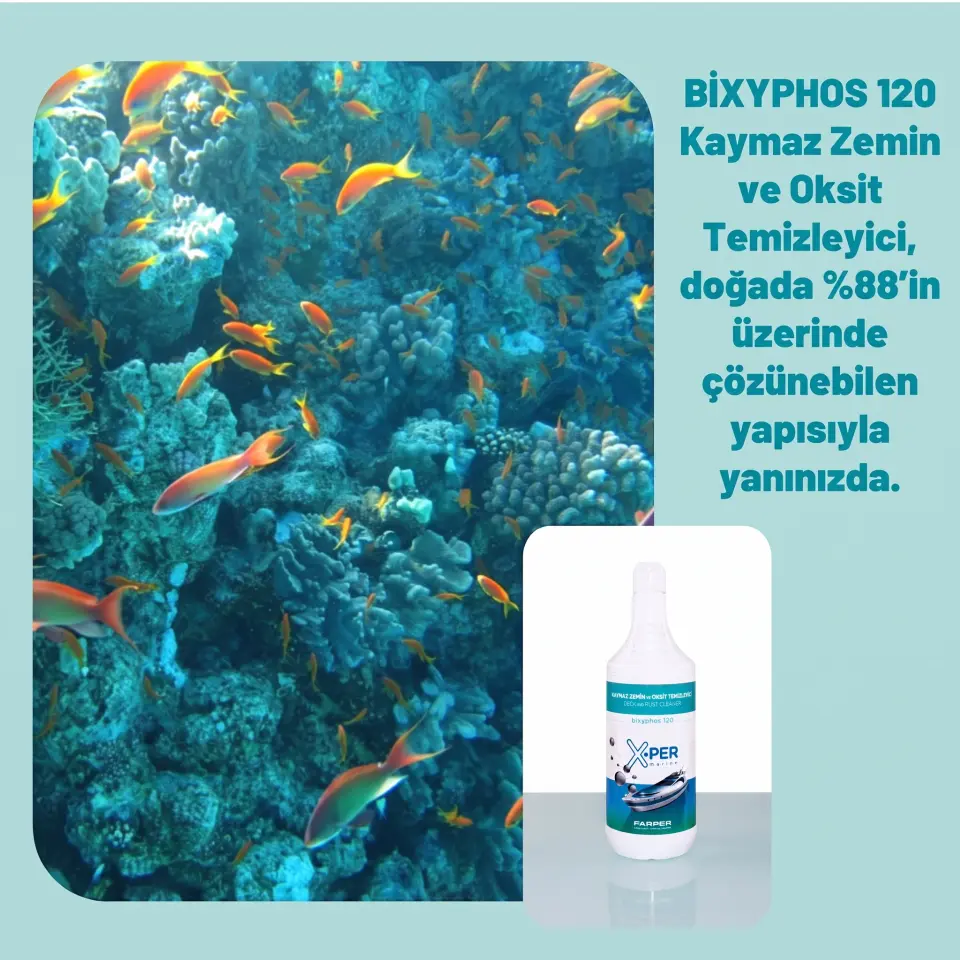 X-Per Marine - Kaymaz Zemin ve Oksit Temizleyici Bixyphos 120 (1 L): Doğa Dostu Formülle Güverte ve Kromlarda Kusursuz Temizlik!