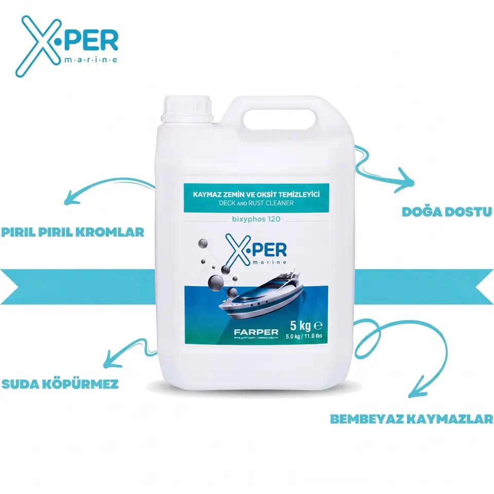 X-Per Marine - Kaymaz Zemin ve Oksit Temizleyici Bixyphos 120 (5 L): Doğa Dostu Formülle Güverte ve Kromlarda Kusursuz Temizlik!