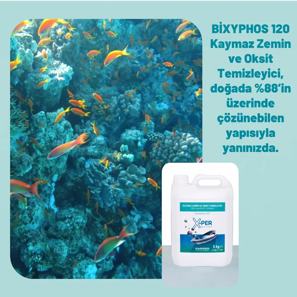 X-Per Marine - Kaymaz Zemin ve Oksit Temizleyici Bixyphos 120 (5 L): Doğa Dostu Formülle Güverte ve Kromlarda Kusursuz Temizlik!