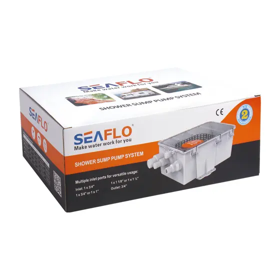 SEAFLO (Shower Sump) Otomatik Duş ve Lavabo Tahliye Sistemi 750 GPH 12 V - Çıkış Çapı: 3/4'' (19 mm)
