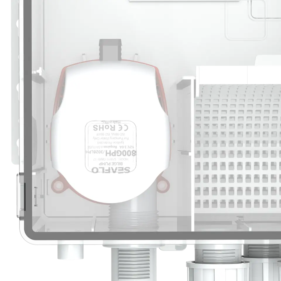SEAFLO (Shower Drain Box) Otomatik Duş ve Lavabo Tahliye Sistemi 1200 GPH 24V  1''(25mm) - Çıkış Çapı: 1-1/8''(29mm)