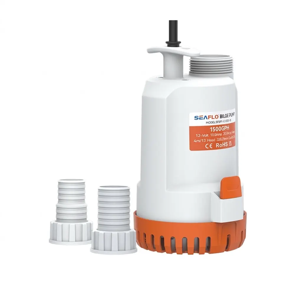 SEAFLO Taşınabilir Kullanışlı Dalgıç Manuel Sintine Pompası 2000 GPH 24V  - Hortum Çıkışı Ø: 1-1/8'' ve 1-1/4'' (29mm, 32mm)