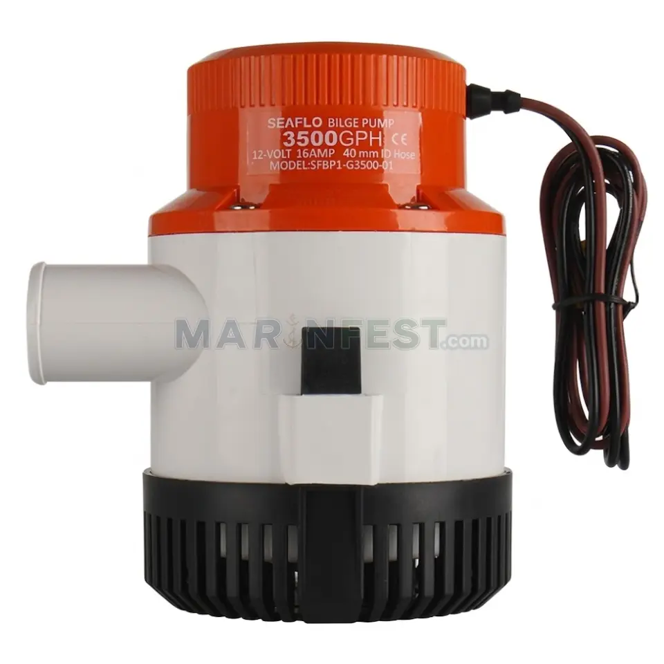 Seaflo 01 Serisi Ağır Hizmet Tipi Dalgıç Manuel Sintine Pompası 3500 GPH 24V 8.0 A - Hortum Çıkışı Ø: 1-1/2'' (40mm)