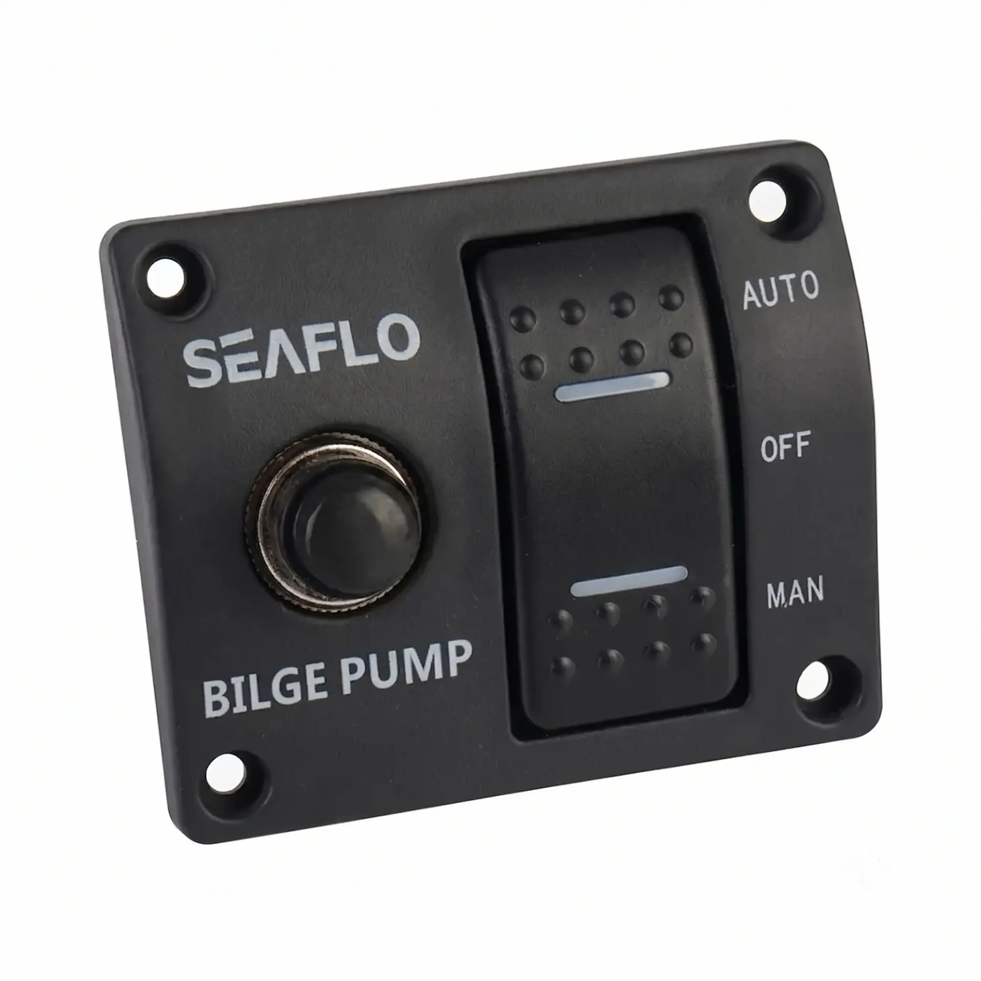 Seaflo Sintine Pompası Kontrol Paneli 12V 15A - 3 Pozisyonlu Kontrol Siyah Plastik Panel (Manuel - Off - Otomatik)