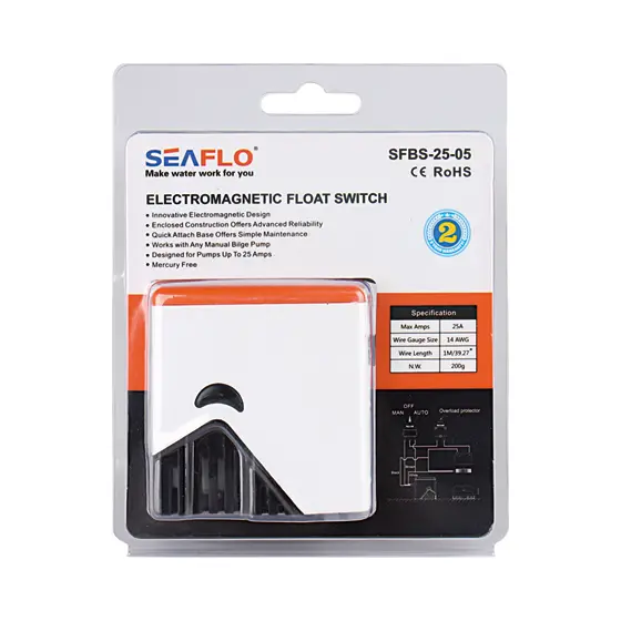 Seaflo 05 Serisi Elektromanyetik Sintine Şamandırası (Flatör) 12V/24V 25 A - Elektromanyetik Tasarım, Maksimum Akım Kapasitesi, İnovatif