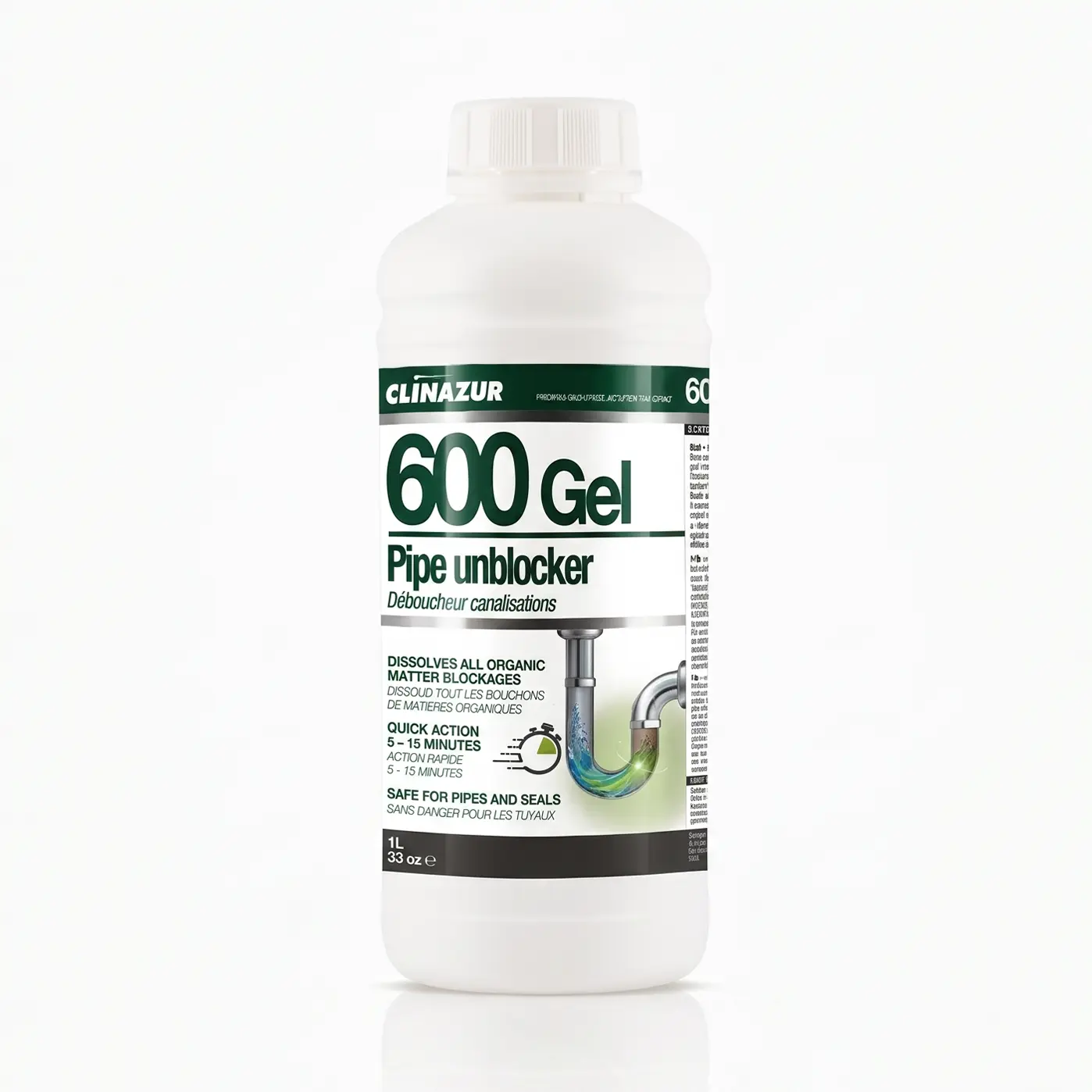Clin Azur 600 GEL - 1 Lt Boru Tıkanıklık Açıcı - Tekne ve Karavanınızdaki Tıkanıklıklara Profesyonel ve Hızlı Çözüm!