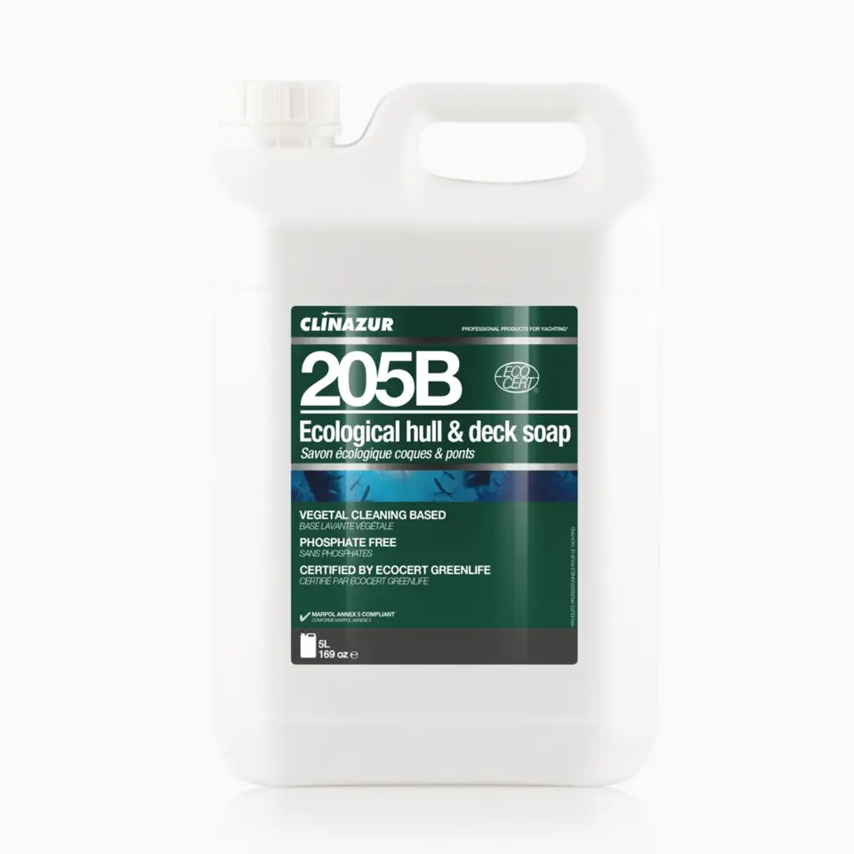 Clin Azur 205 - 5 Lt Ekolojik Gövde ve Güverte için Konsantre Temizleyici - Doğa ile Uyumlu, Denizinizle Dost: %97 Bitkisel Güç!