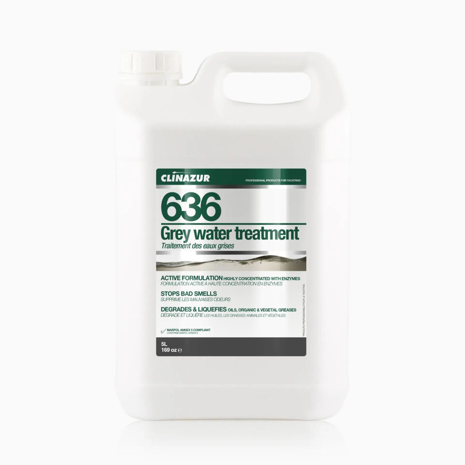 Clin Azur 636 - 5 Lt Gri Su Tankı Temizleyici - Giderlerdeki Kötü Kokulara ve Yağ Birikintilerine Biyolojik Çözüm!