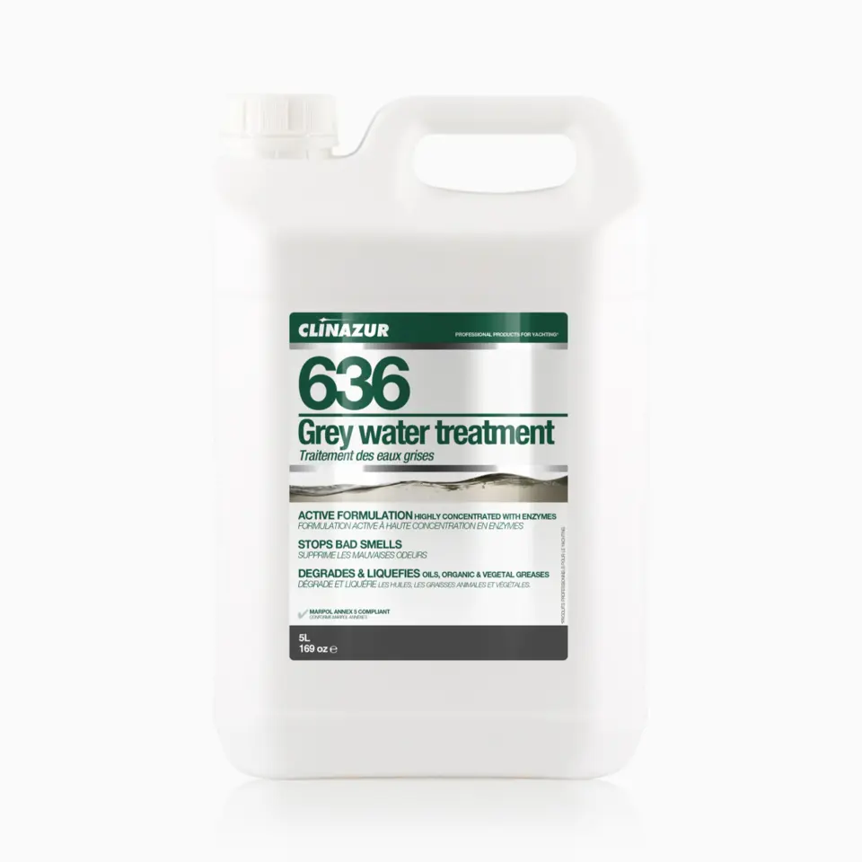 Clin Azur 636 - 5 Lt Gri Su Tankı Temizleyici - Giderlerdeki Kötü Kokulara ve Yağ Birikintilerine Biyolojik Çözüm!