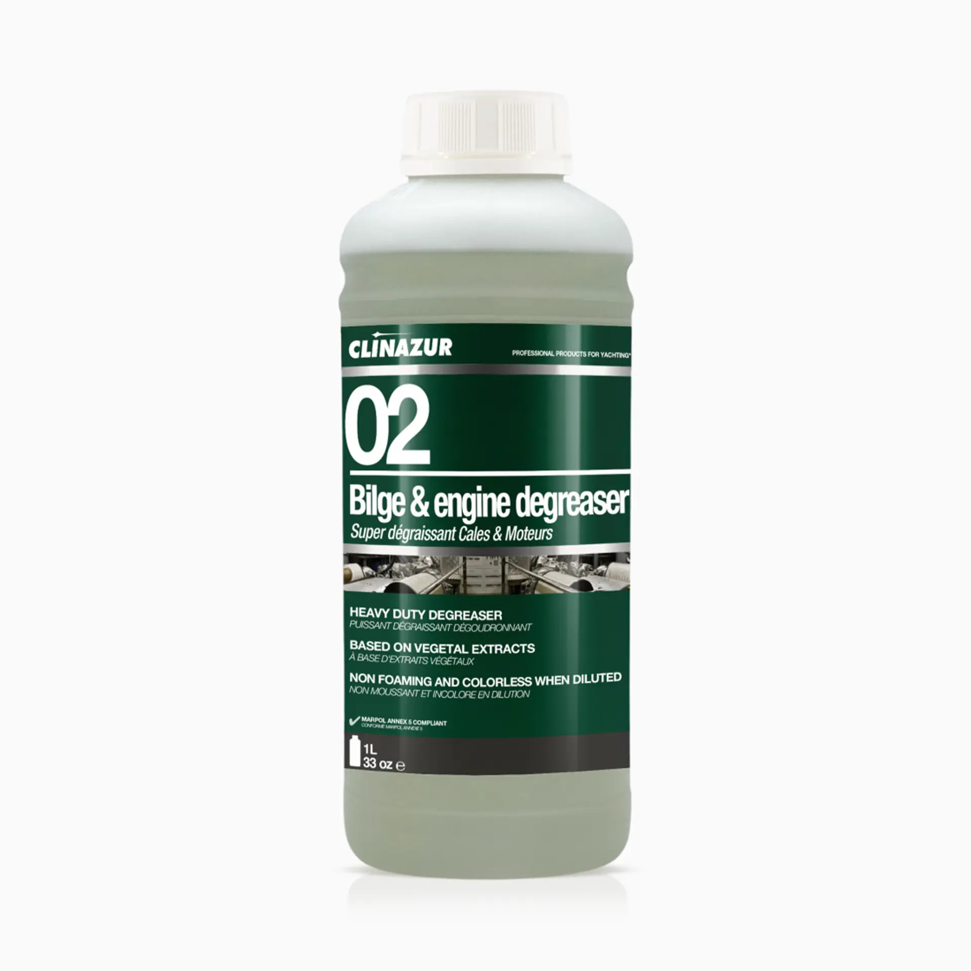 Clin Azur 02 - Biyolojik Çözünen Sintine Temizleyici 1 Litre - Doğa İle Dost, Yağ ve Grese Düşman: %100 Bitkisel Güç!