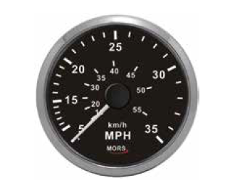 Mors - SÜRAT GÖSTERGESİ 35 MPH SİYAH Pitot ve Hortum Dahildir 12-24 V Ø: 100 mm
