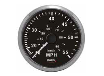 Mors - SÜRAT GÖSTERGESİ 55 MPH SİYAH Pitot ve Hortum Dahildir 12-24 V Ø: 100 mm