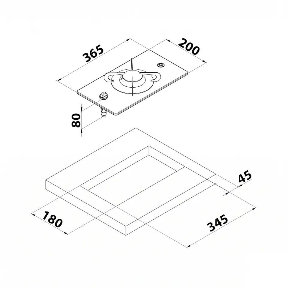 CAN® PV1350 - Tekli Tamperli Cam Yüzeyli Dikdörtgen Gömme Ocak - Minimalist Mutfakların Modern Gücü